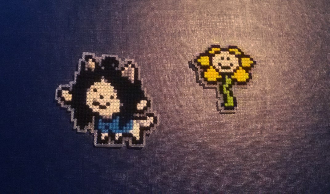 Embroidered Tam, Flowey, Sans, Frisk - My, Undertale, Needlework without process, Embroidery, Cross-stitch, Tammy, Longpost, Computer games