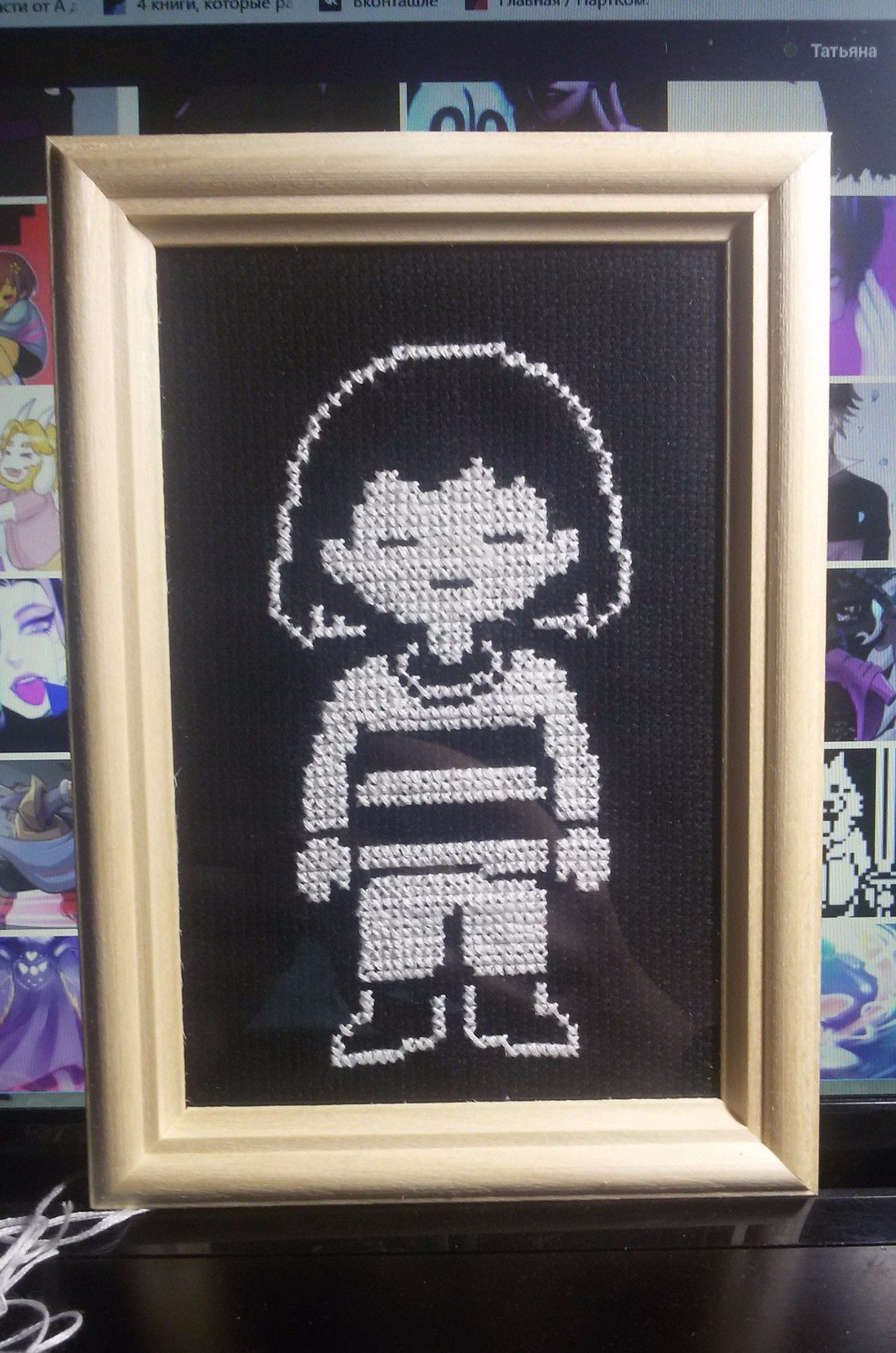 Embroidered Tam, Flowey, Sans, Frisk - My, Undertale, Needlework without process, Embroidery, Cross-stitch, Tammy, Longpost, Computer games