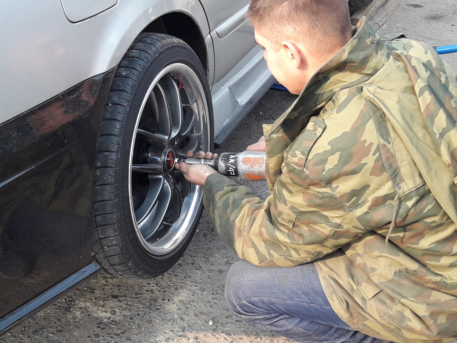 Service under the contract on tire fitting. - My, Army, Tire service, AK-47, AK-47