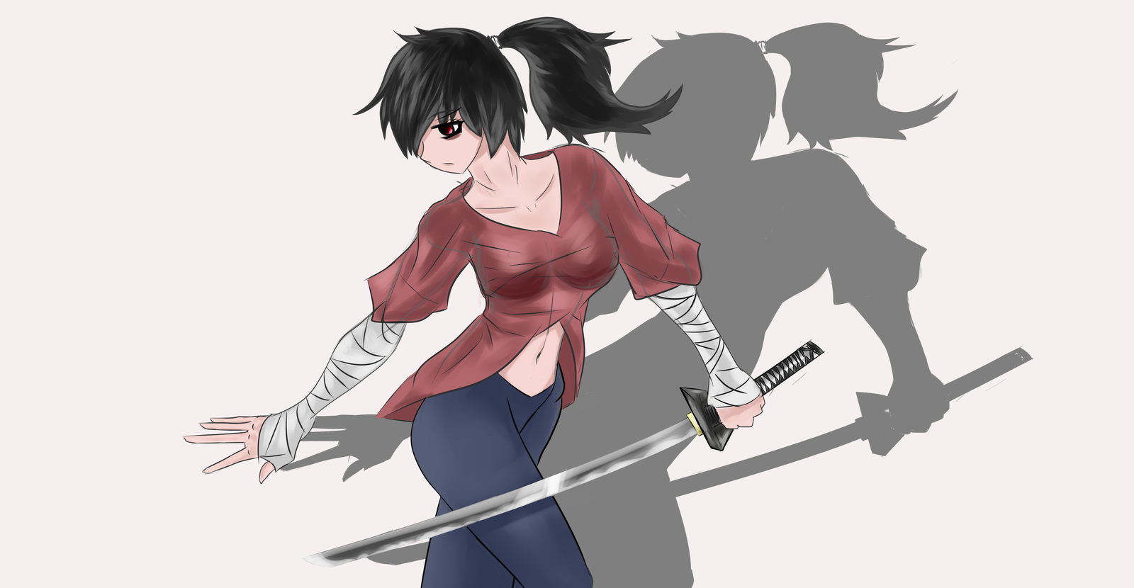 Girl with Katana - My, Anime, Katana, Girls, Art, Images