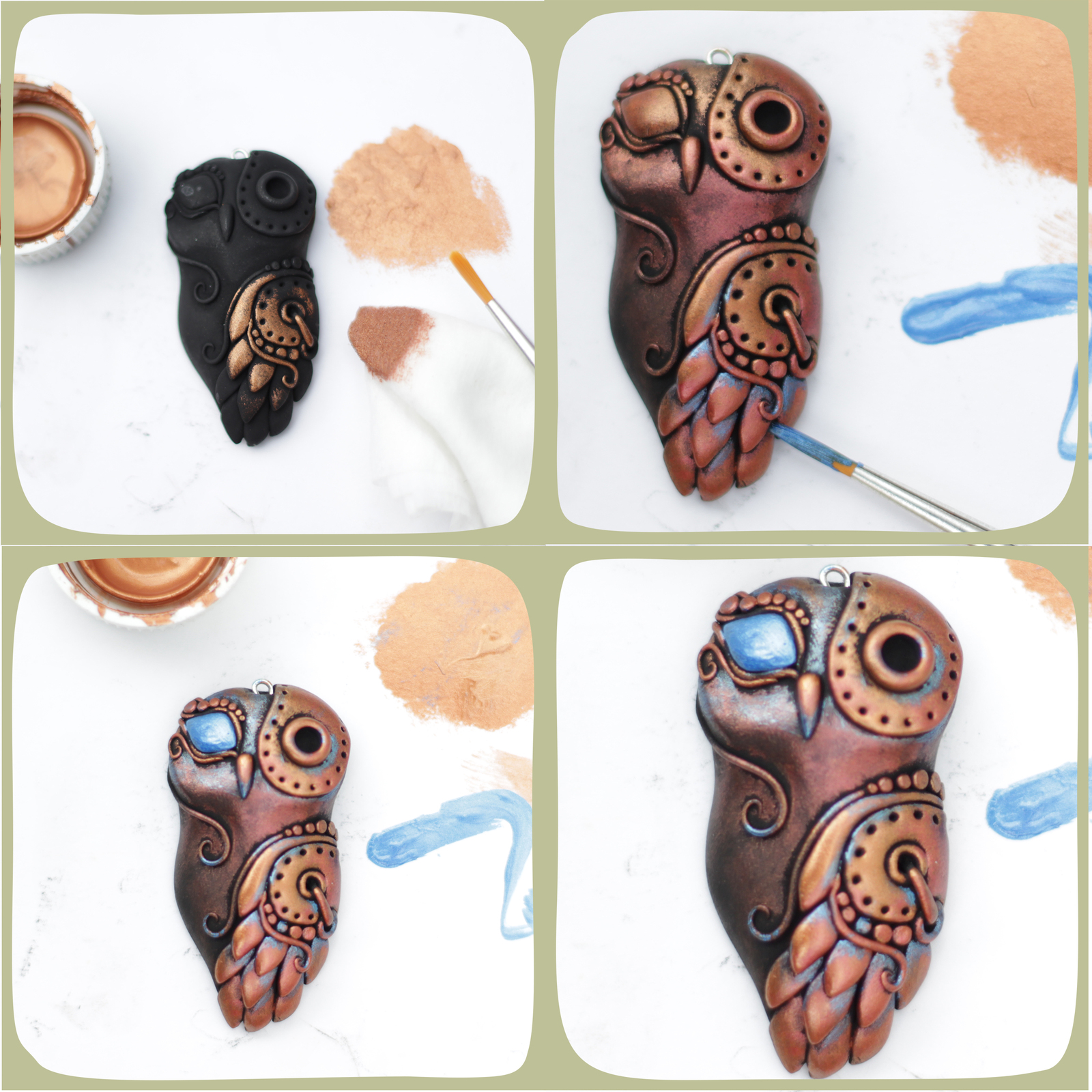 Frame-by-frame master class of modeling an owl from polymer clay. - My, Master Class, Лепка, Owl, , Polymer clay, Longpost