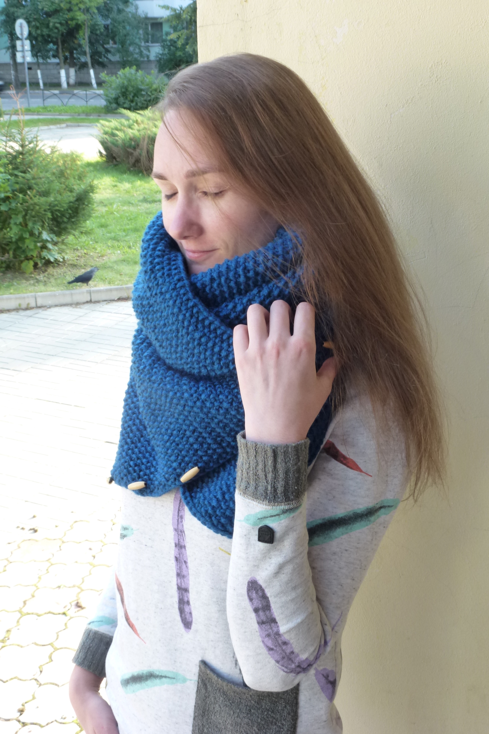 Big and warm. - My, Scarf, , , Knitting, Needlework without process, , Longpost