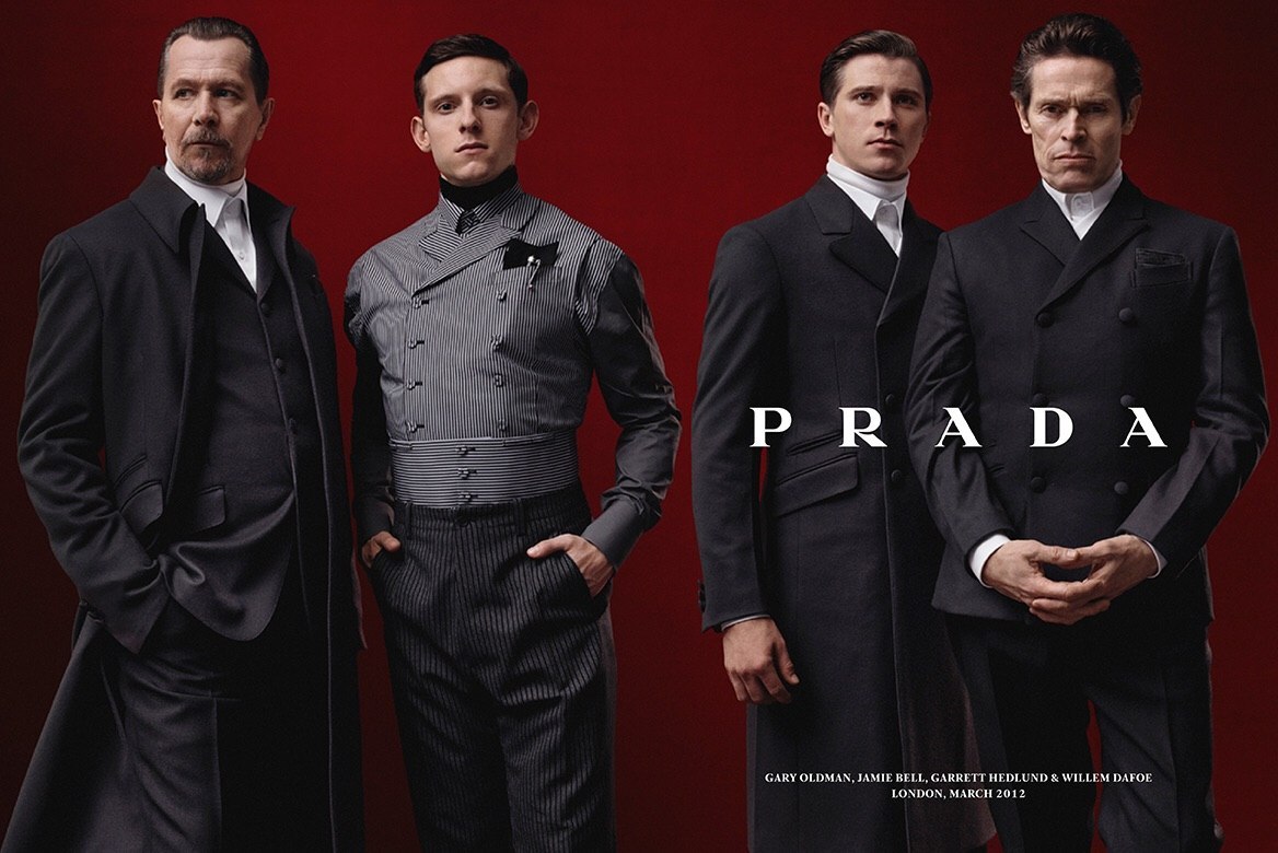 Willem Dafoe, Gary Oldman, Garrett Hedlund and Jamie Bell in an advertising campaign for Prada, 2012 - Gary Oldman, Willem Dafoe, Jamie Bell, , PHOTOSESSION, Actors and actresses, Prada, Longpost