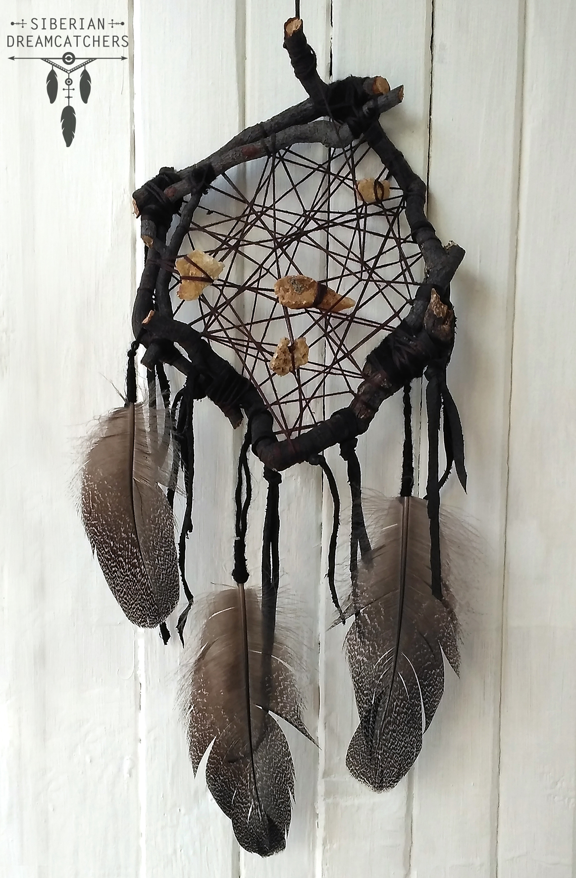 Dreamcatchers made from tree roots with capercaillie and raven feathers, quartz brushes and leather cords - My, Dreamcatcher, My, Friday tag is mine, Needlework without process, Longpost