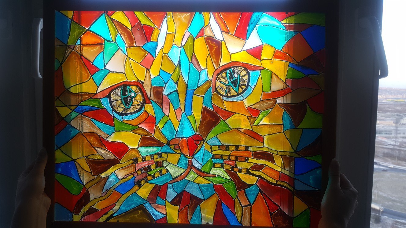 Rainbow cat - My, Stained glass, cat, Love, Sadness, Longpost