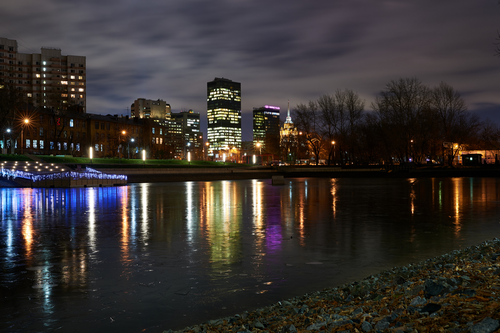 Evening Presnya and Shelepikha - My, Nikon, Night, The photo, Reflection, Moscow, Longpost