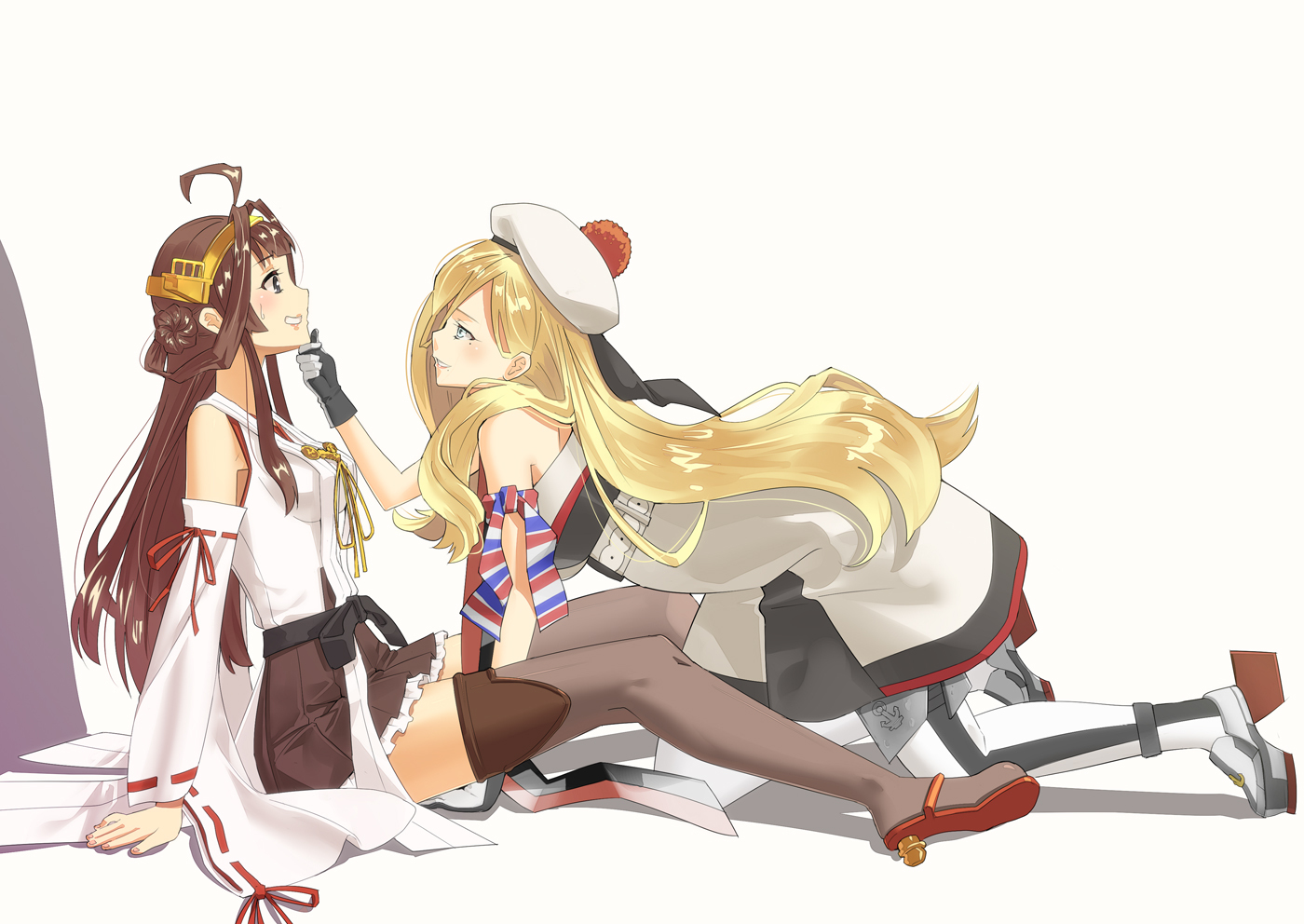 What do these foreign battleships allow themselves?! - Kantai collection, Kongou, Richelieu, Warspite, Uss Iowa, Anime, Anime art, Yuri, Longpost