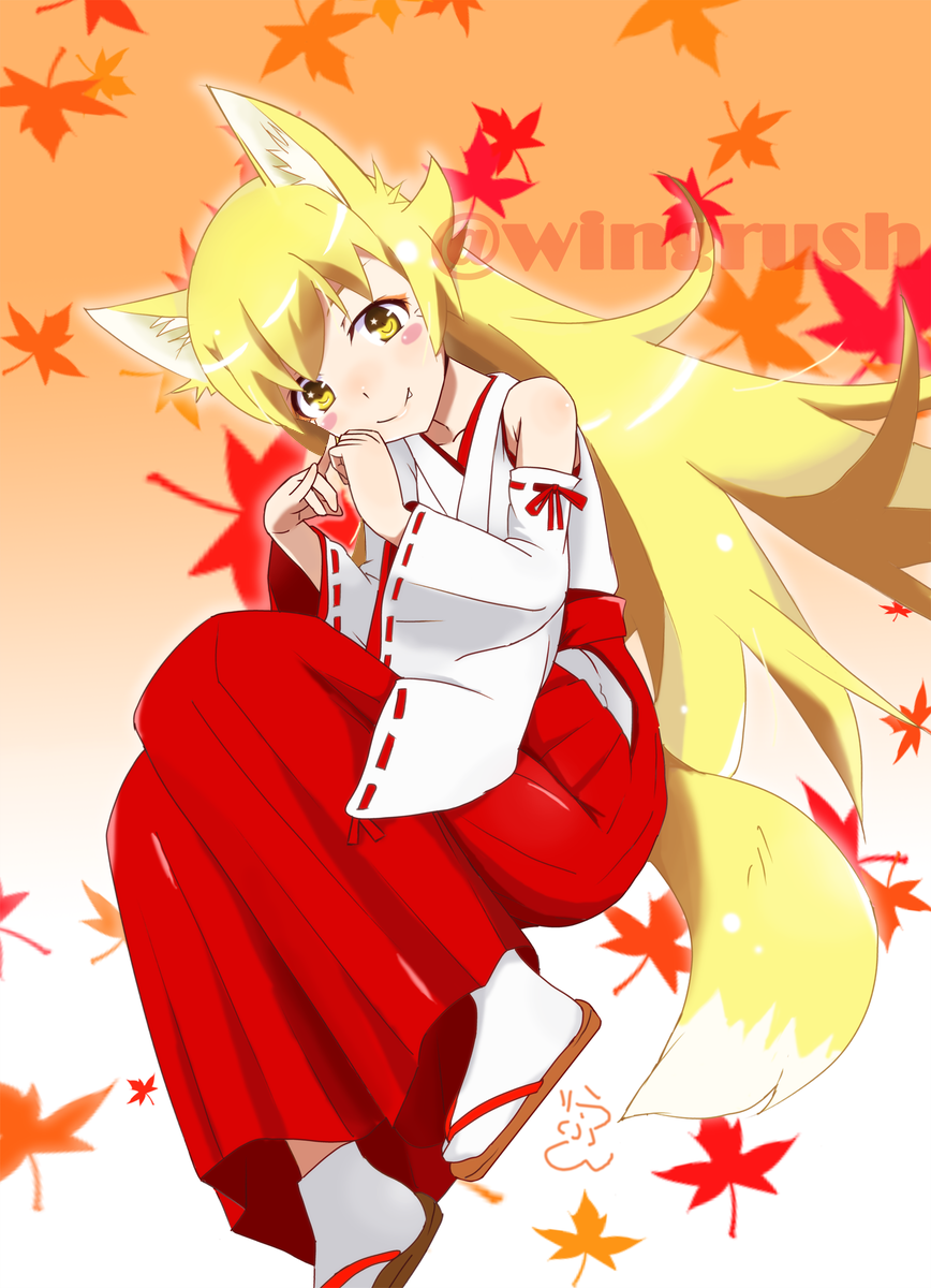 Shinobu is wise) - Anime art, Shinobu oshino, Kitsune, Monogatari series, Art