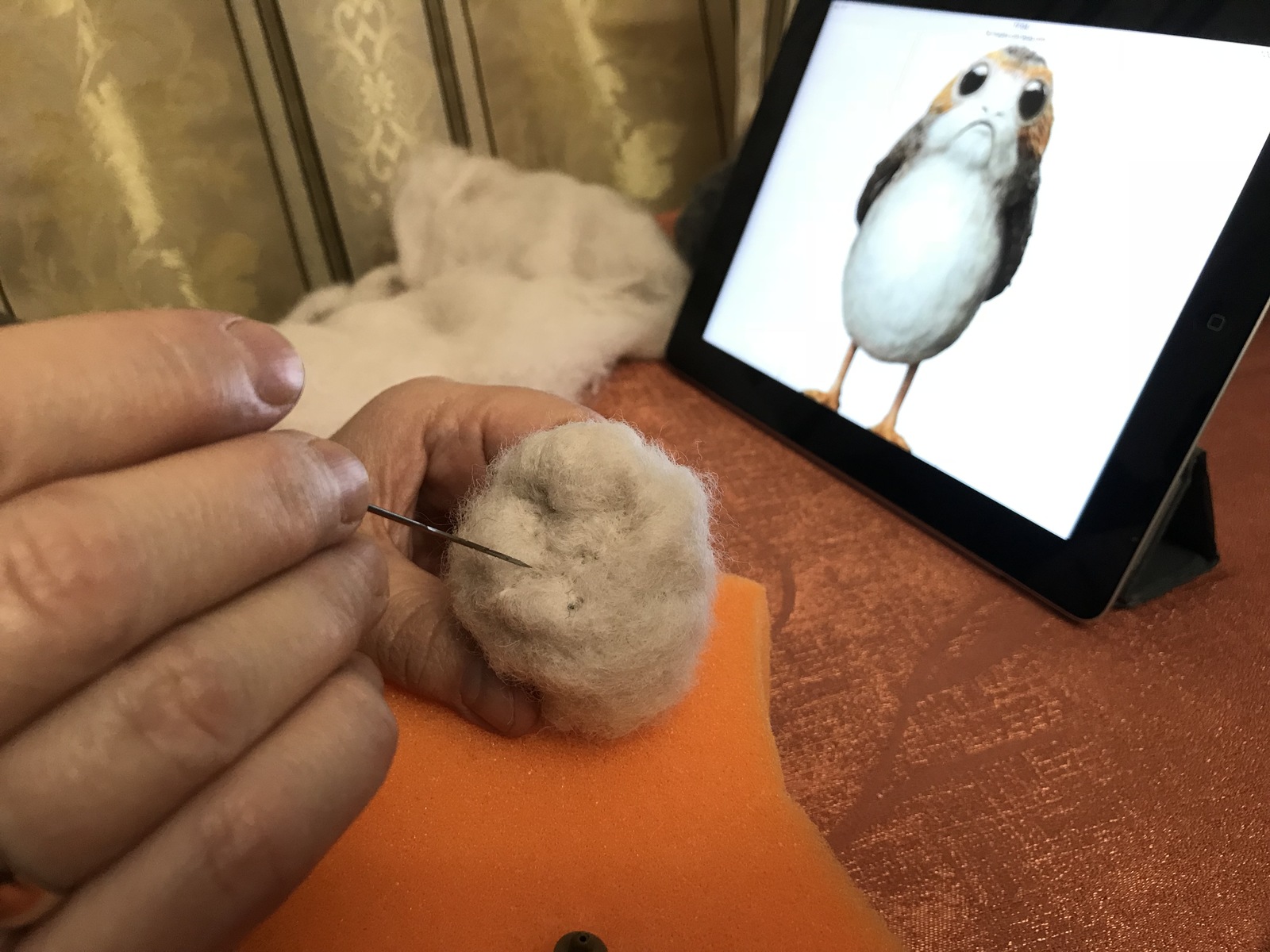 How I gave a girl a porg - My, Longpost, Dry felting, Presents, Porgy, Star Wars