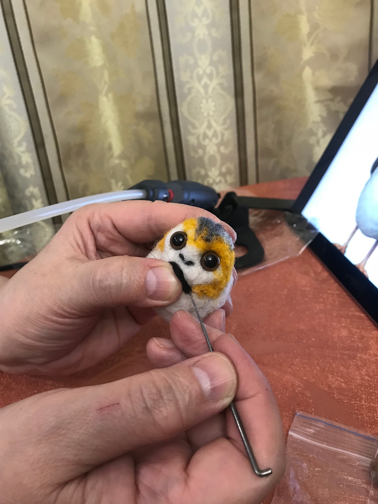 How I gave a girl a porg - My, Longpost, Dry felting, Presents, Porgy, Star Wars