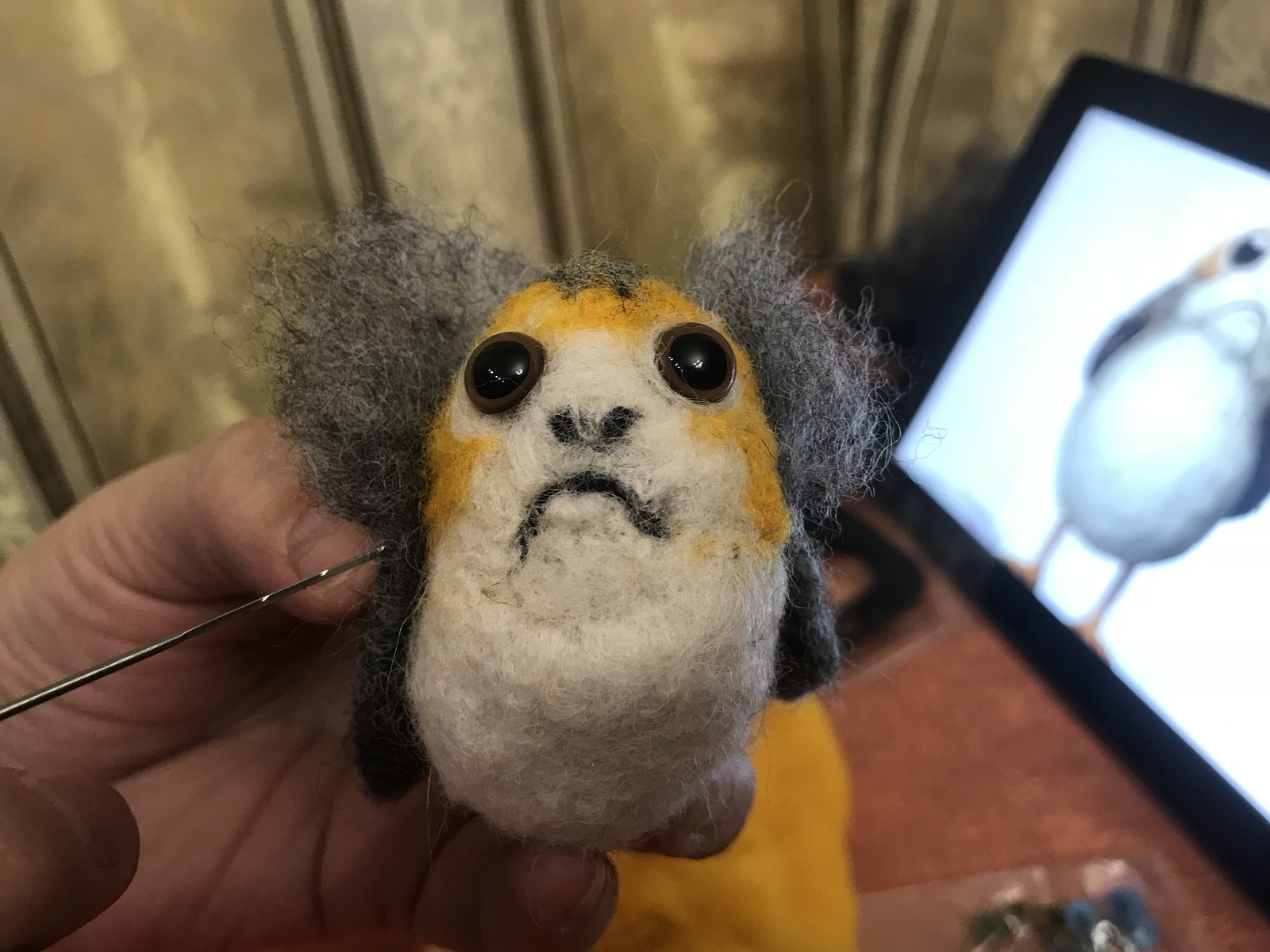 How I gave a girl a porg - My, Longpost, Dry felting, Presents, Porgy, Star Wars