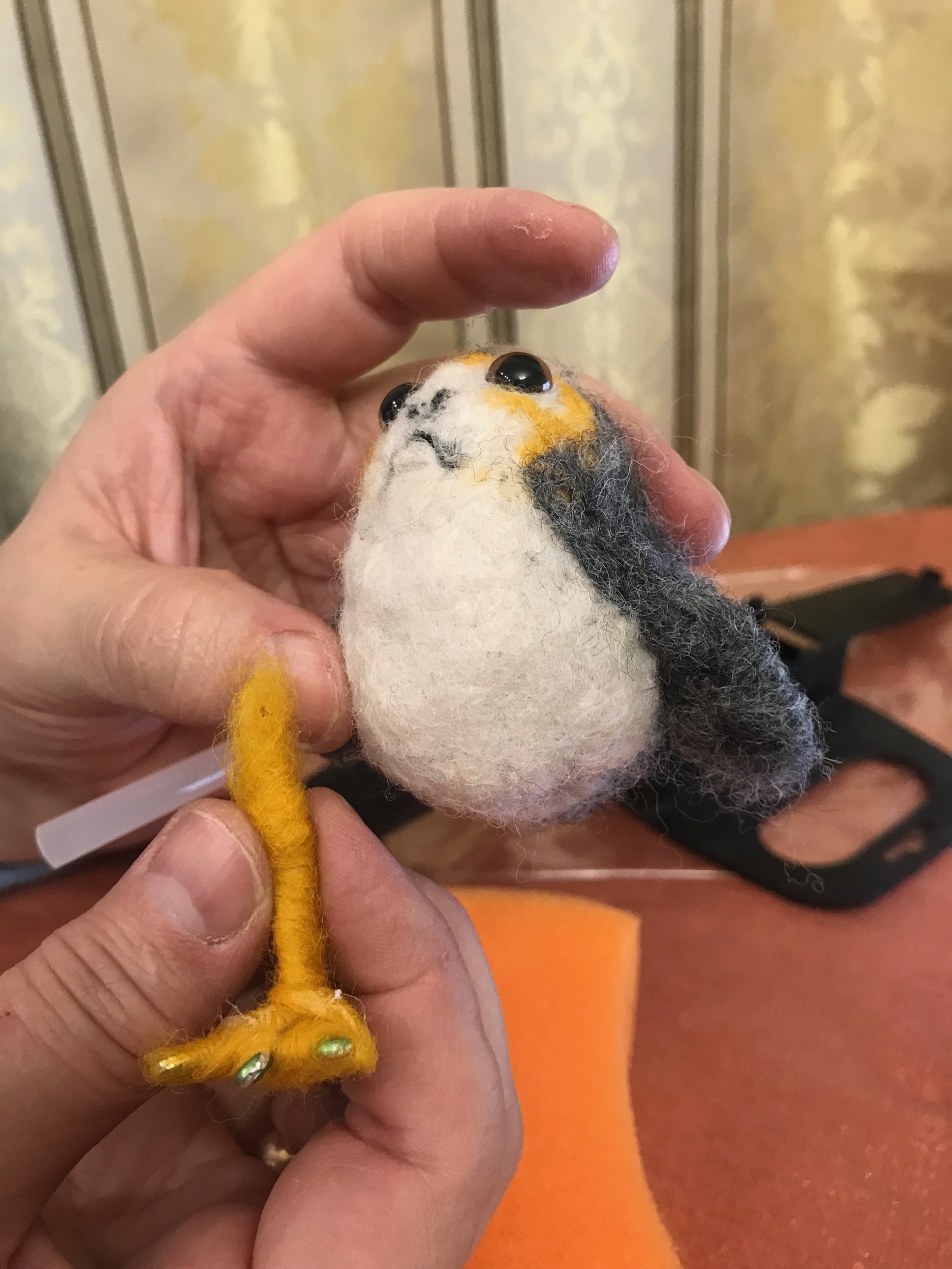 How I gave a girl a porg - My, Longpost, Dry felting, Presents, Porgy, Star Wars