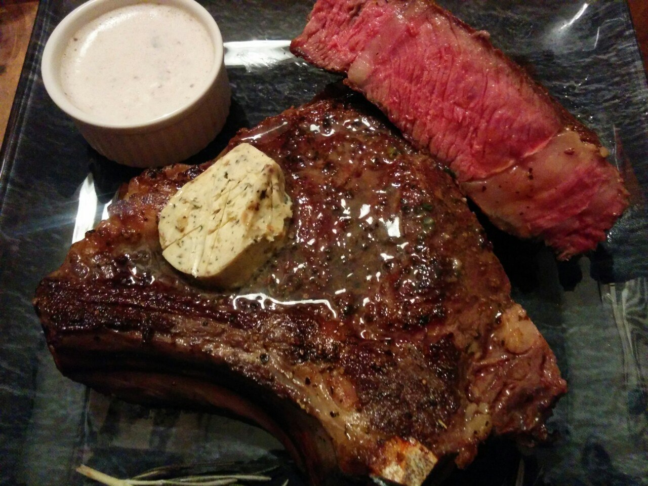 Tomahawk steak with spicy butter and mushroom sauce - My, Steak, Steak, Foodporn, Mrvalettcooking, Longpost, Food, Recipe