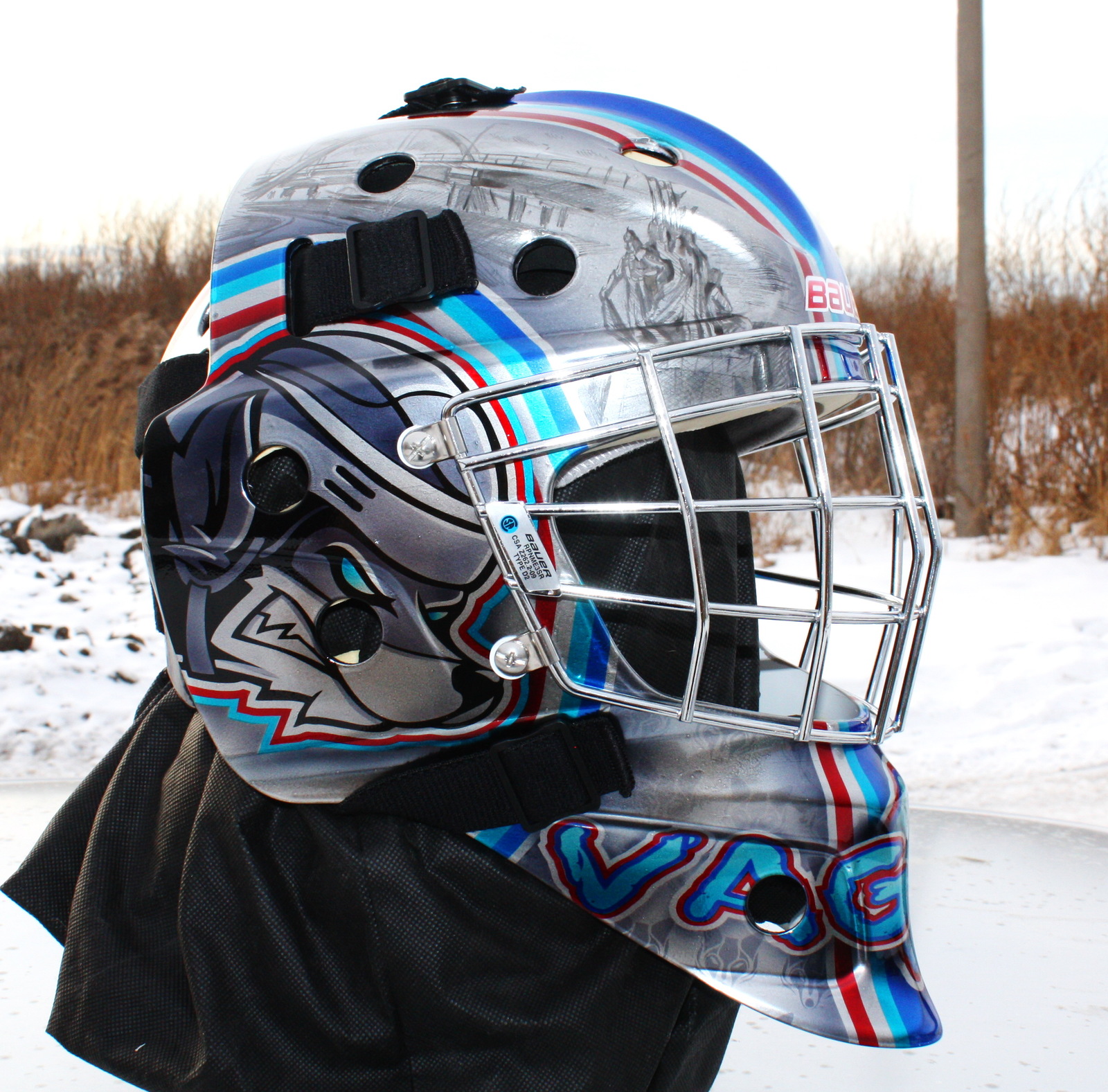 Airbrushing on a hockey helmet for a young goalkeeper from Surgut. - My, Longpost, Art, Images, Airbrushing, Hockey, Tyumen, Bauer