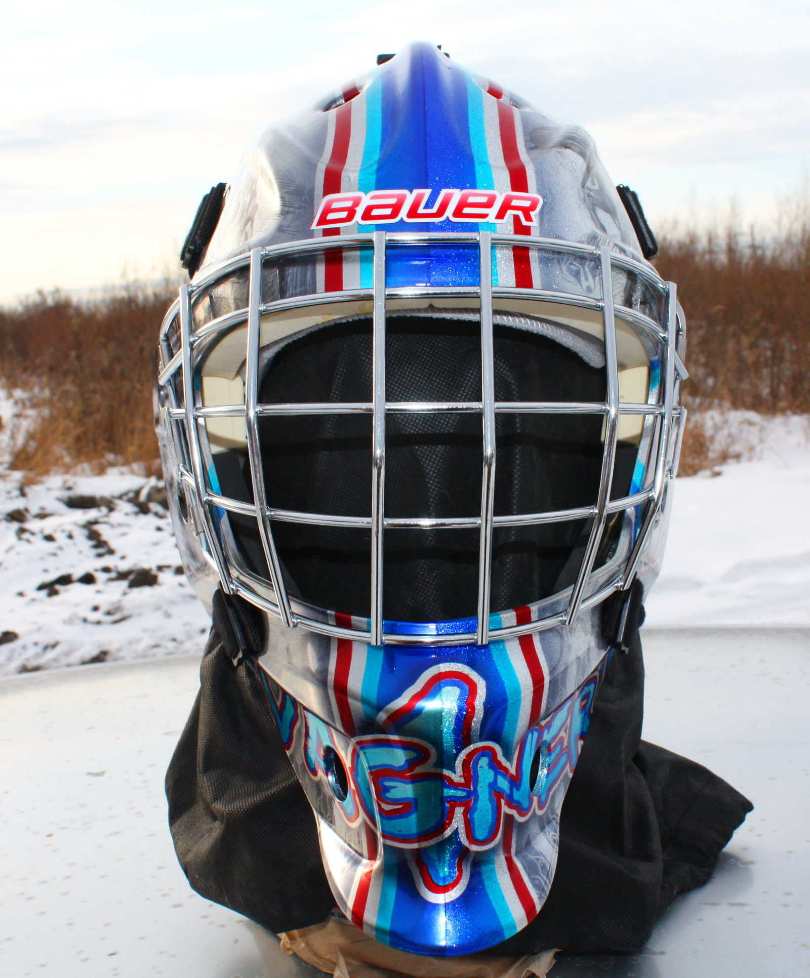 Airbrushing on a hockey helmet for a young goalkeeper from Surgut. - My, Longpost, Art, Images, Airbrushing, Hockey, Tyumen, Bauer