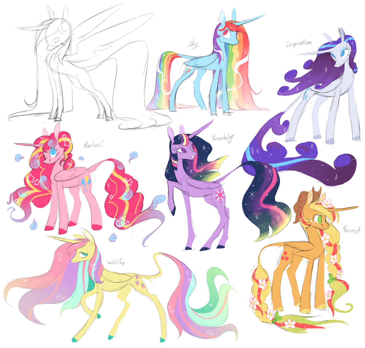 Princess mane 6 by 8xenon8 - My little pony, Mane 6, Twilight sparkle, Rarity, Rainbow dash, Fluttershy, Applejack, Pinkie pie