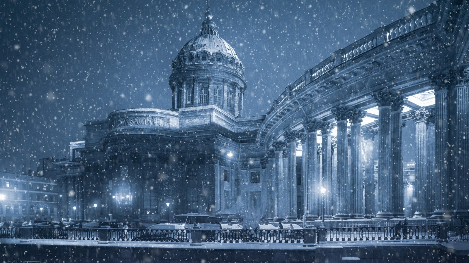 Kazan Cathedral in a snowstorm. - The photo, Landscape, Saint Petersburg, Winter, Kazan Cathedral