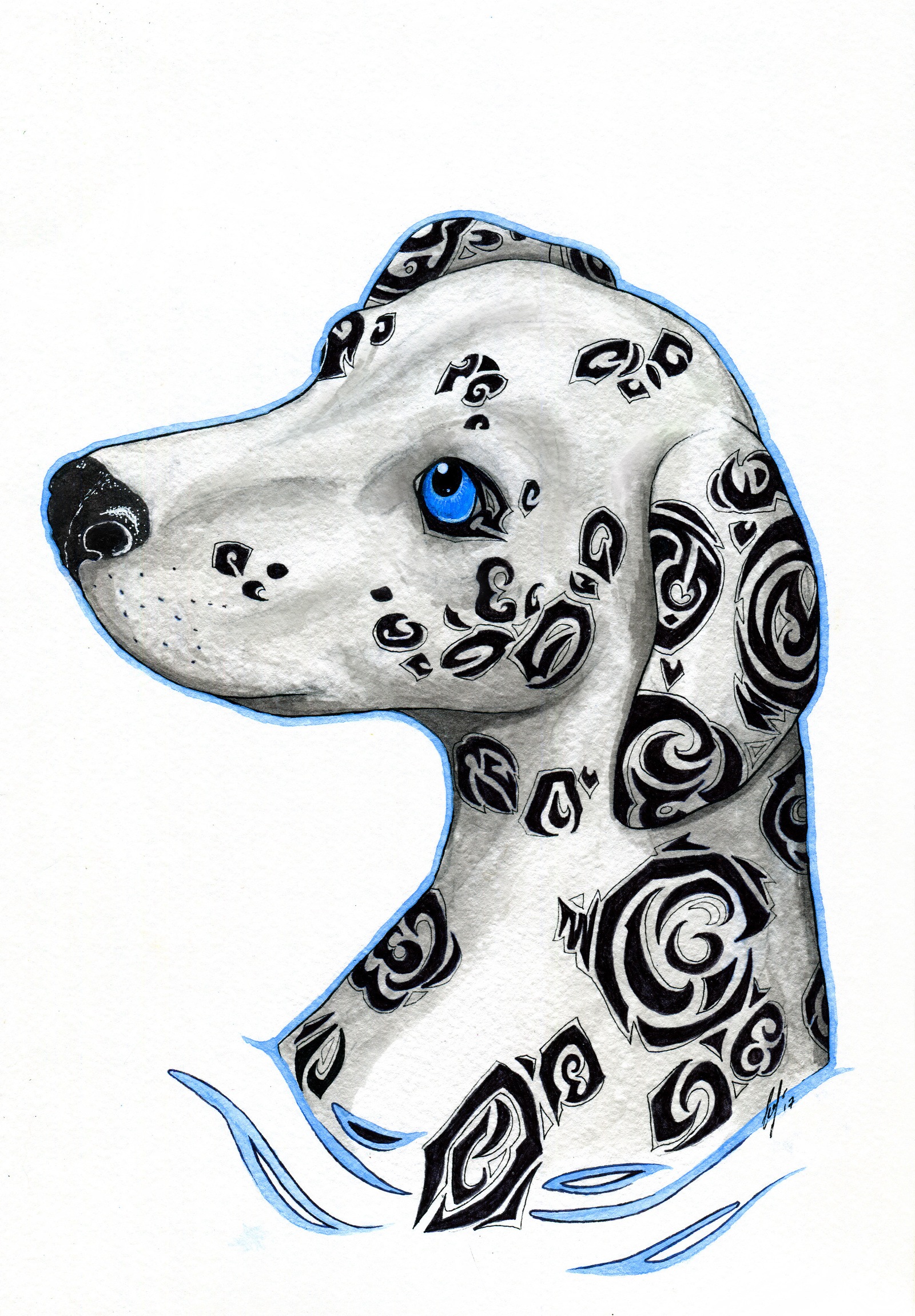 D.Almatian. - My, Dalmatian, Dog, Pets, Drawing