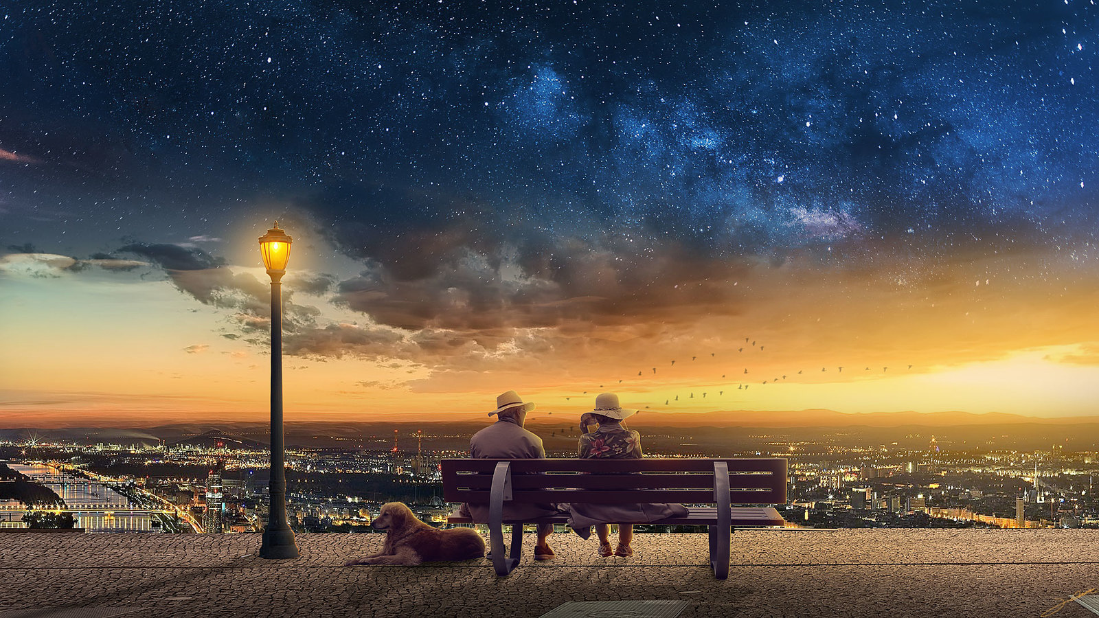 Bench - Арт, Фотоманипуляции, Скамейки, Пара, Fantasyart0102