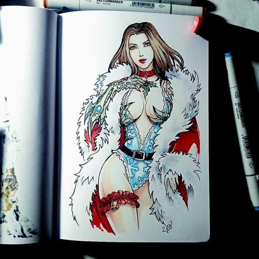 Instaart - Santa Witchblade - DeviantArt, Арт, Рисунок, Девушки, Рождество