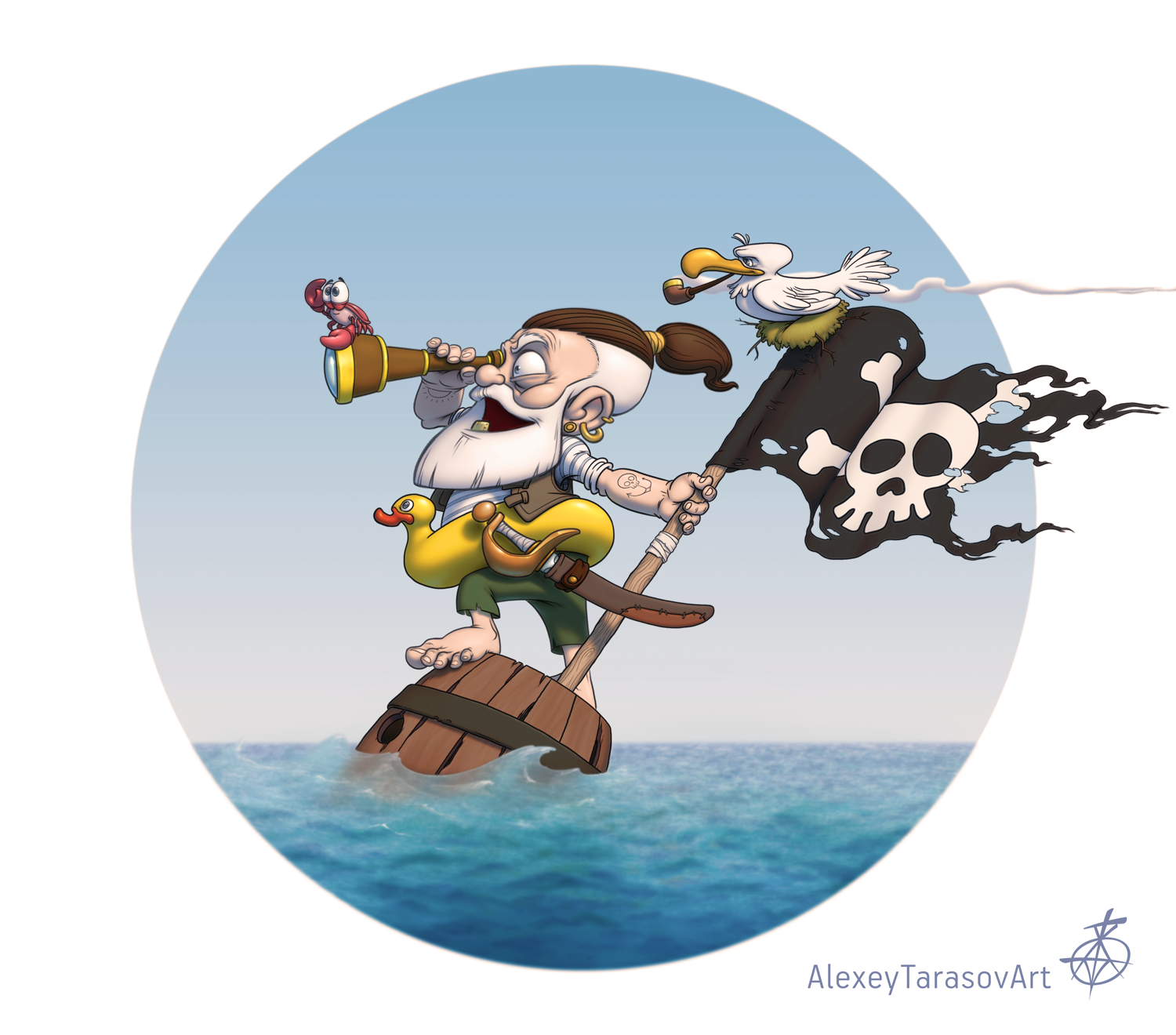 Cunning Pirate! - My, Art, Design, Illustrations, Sea, Pirates, Drawing, Paint, Wacom