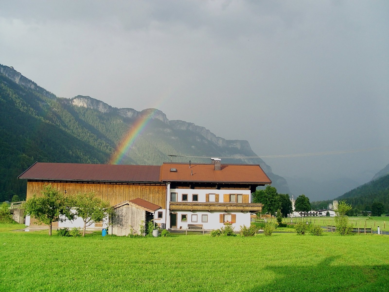 In the Alps after the rain - My, Rainbow, Double Rainbow, Alps, Austria, The mountains, Nature