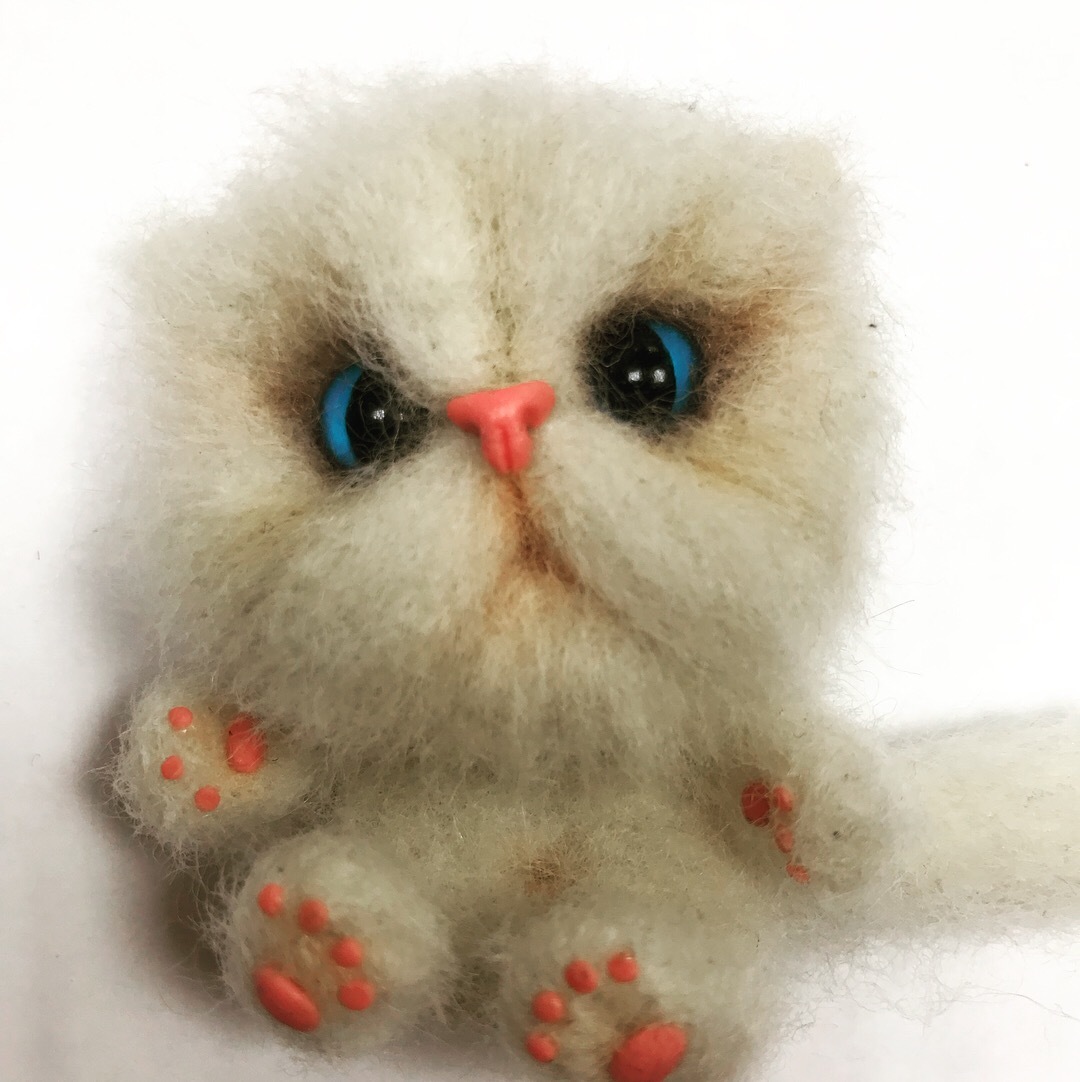 Cat brooch Timokha - My, Dry felting, Author's toy, , First post, Copyright