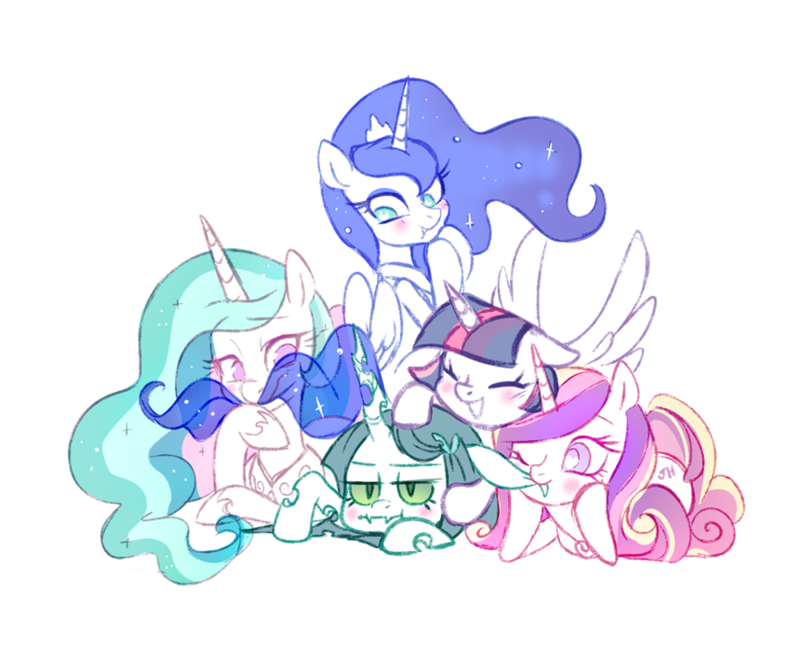 Royal entourage - My little pony, PonyArt, Queen chrysalis, Princess luna, Princess celestia, Princess cadance, Twilight sparkle