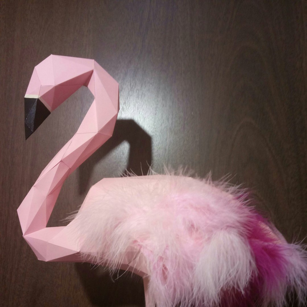 Adorable flamingo! Papercraft. - My, Flamingo, Pink flamingo, Creation, Presents, Idea for home, Papercraft, Longpost