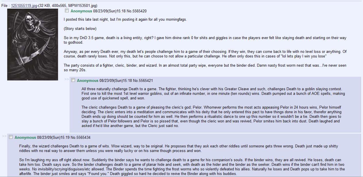 Игры со Смертью. - Dungeons & Dragons, Reddit, Перевел сам, Длиннопост