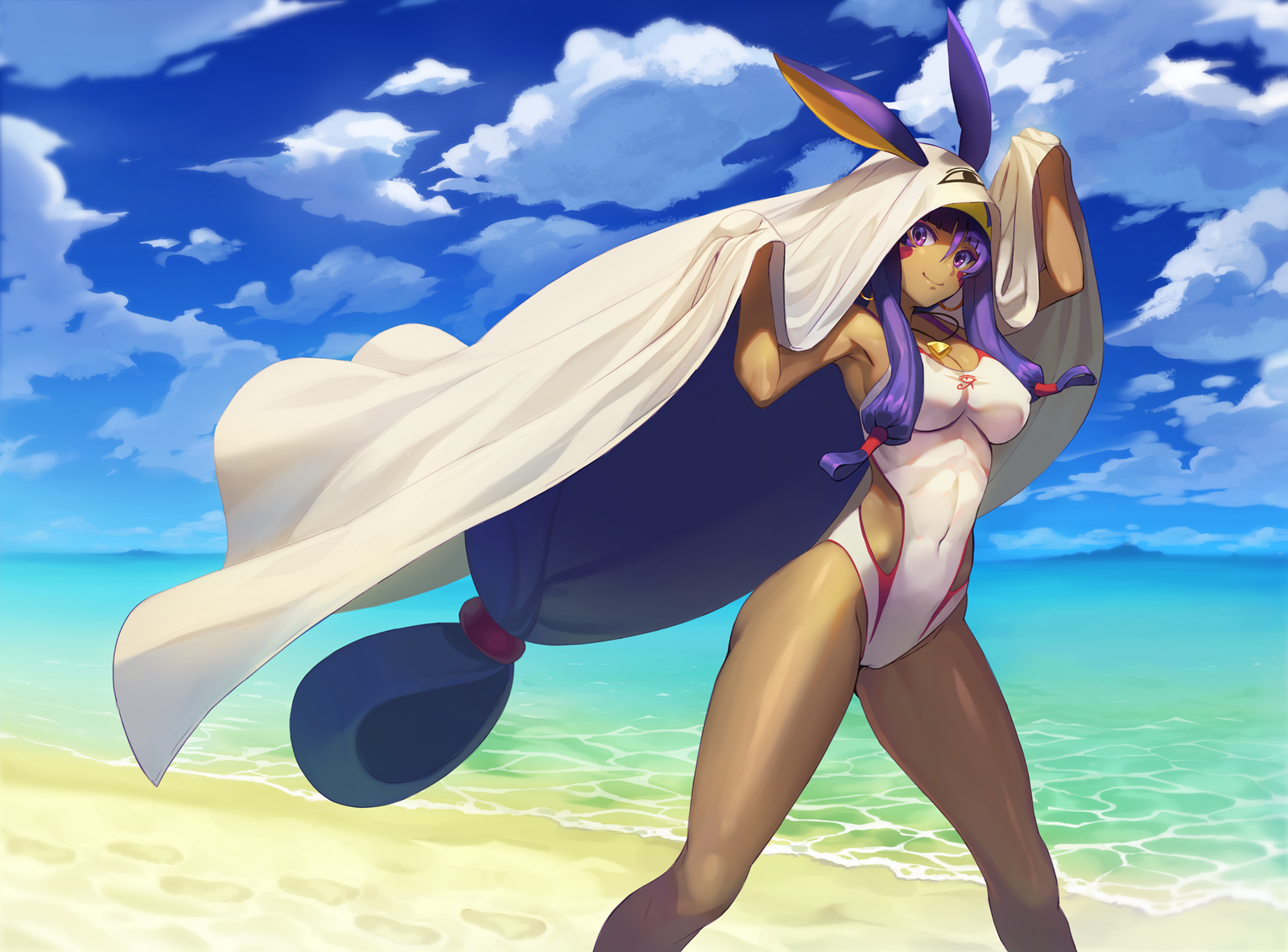 Anime art - Anime Art, Аниме, Fate Grand Order, Nitocris, Dark skin, Купальник, Animal Ears