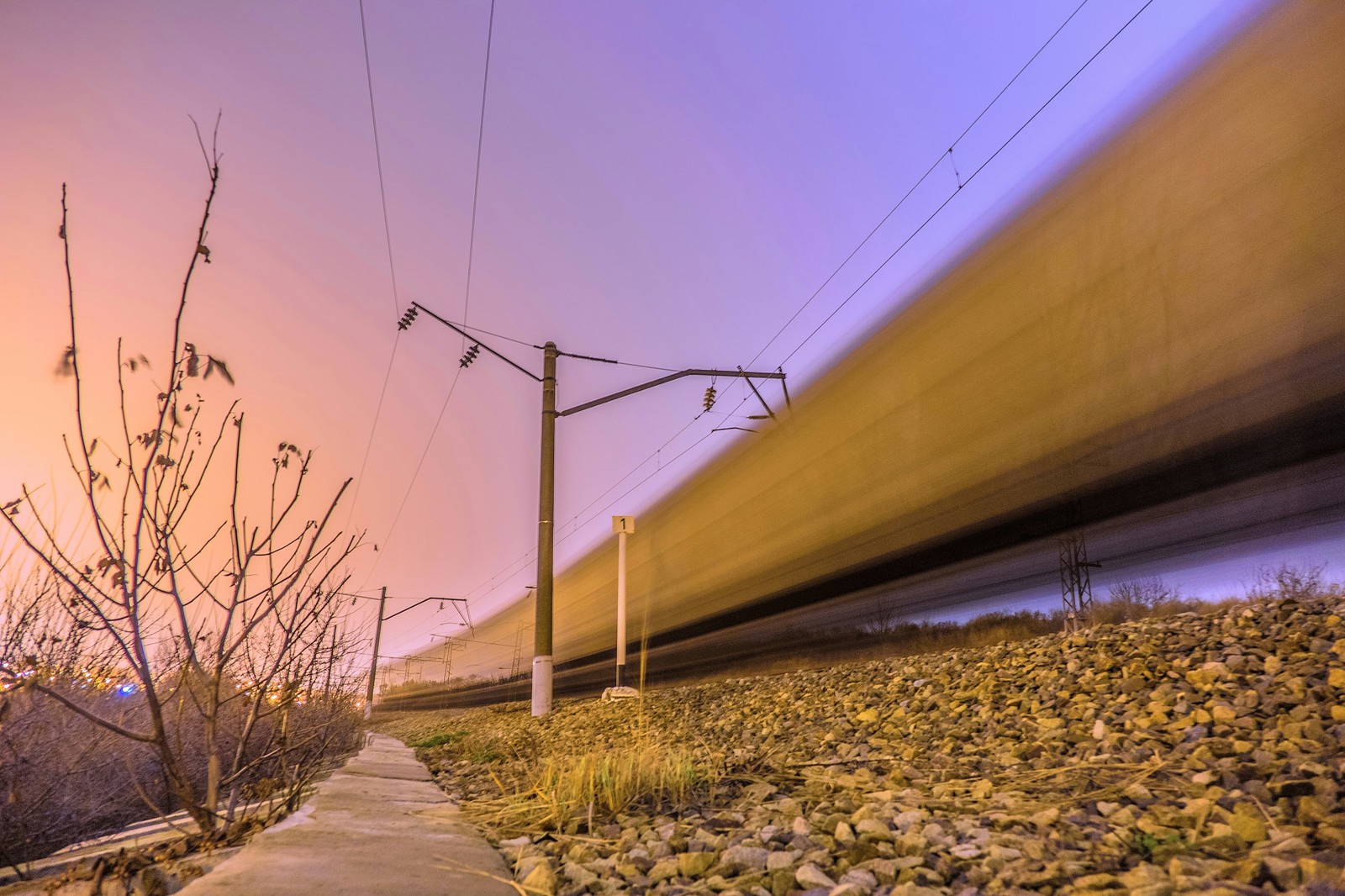 Railway - My, Long exposure, A train, Railway, Rails, Longpost