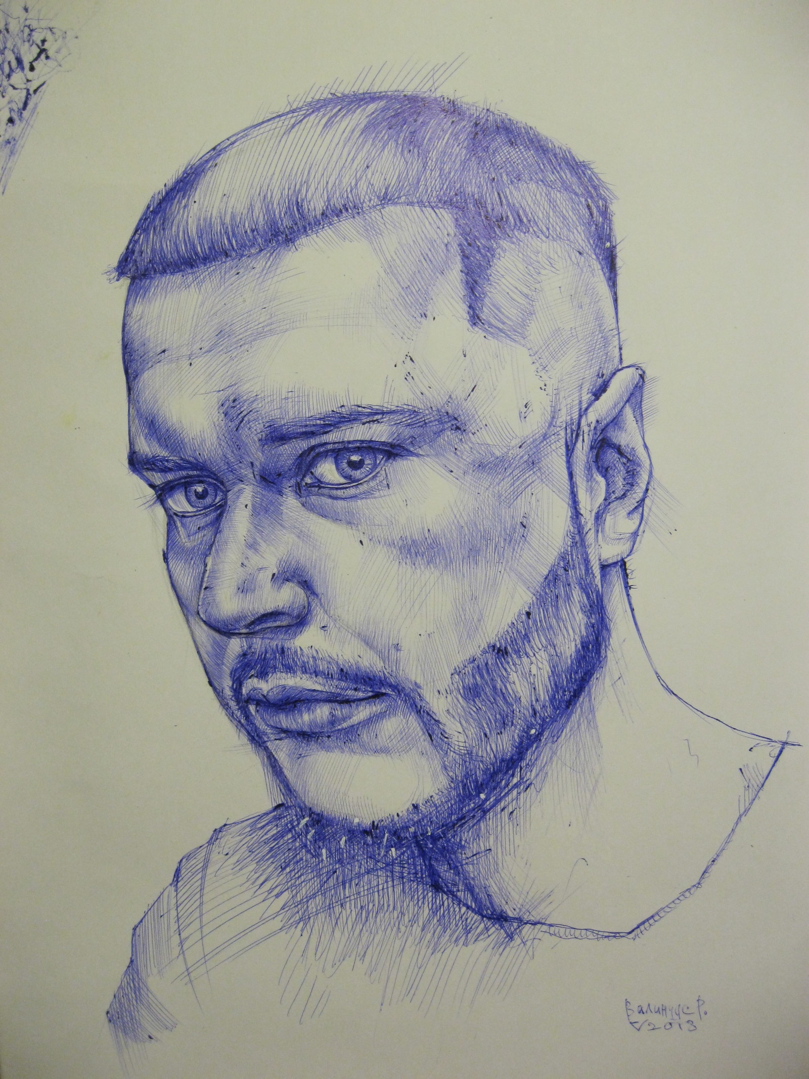 Portrait of a Friend - My, Portrait, Ball pen, My, Graphics, Drawing