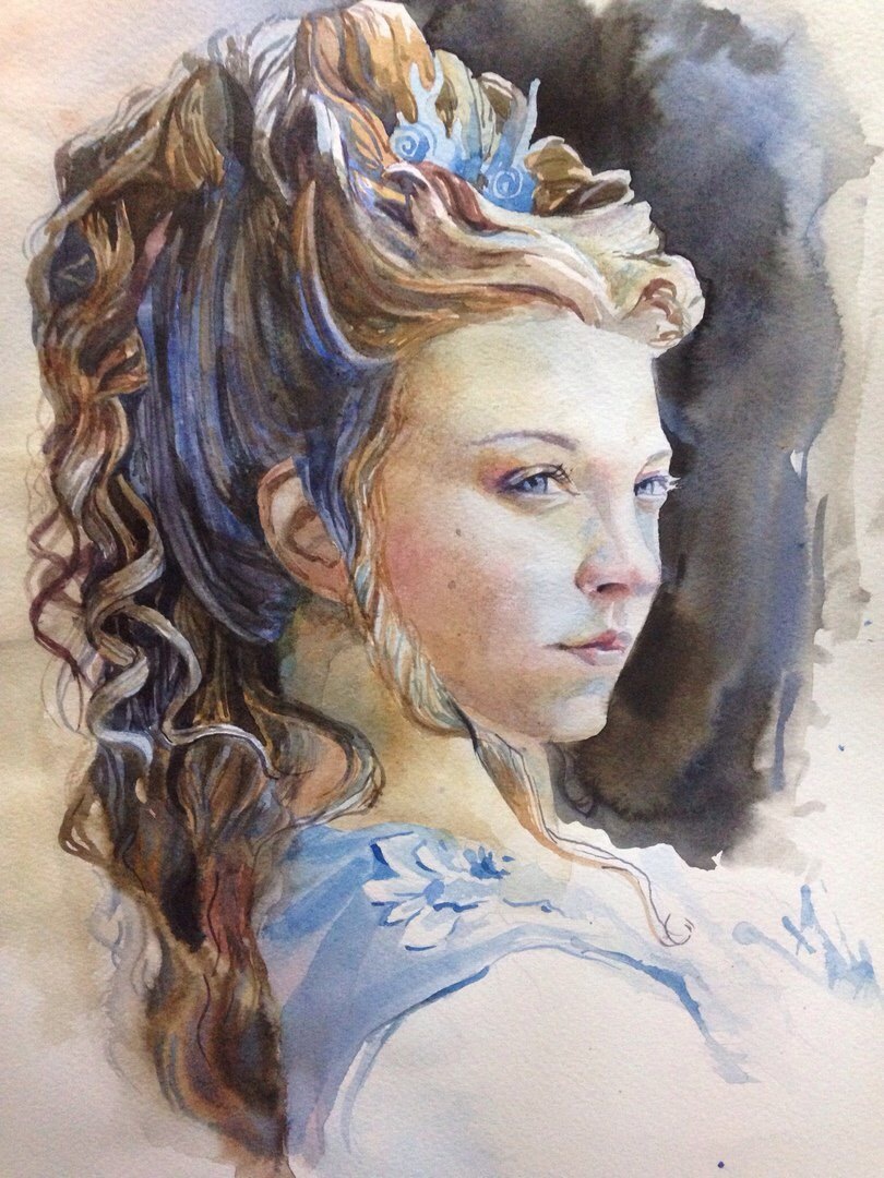 Portrait of Margaery Tyrell - My, Game of Thrones, Drawing, Portrait, Watercolor, Creation, Painting, Painting, Art