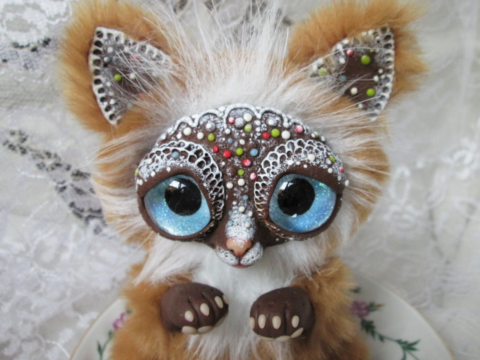 Kitten Gingerbread - My, Gingerbread, Sweets, Author's toy, Eyes, , Longpost