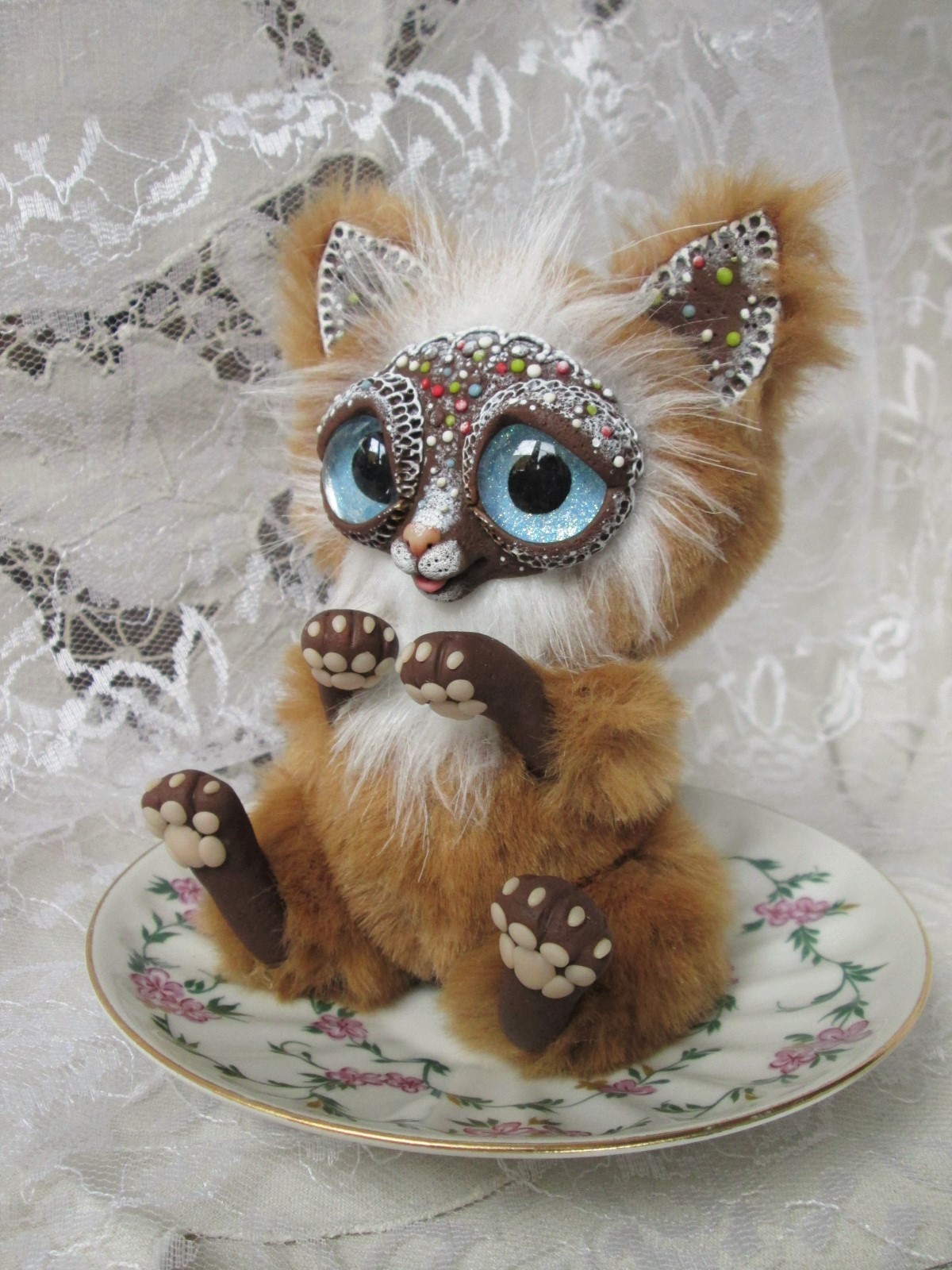 Kitten Gingerbread - My, Gingerbread, Sweets, Author's toy, Eyes, , Longpost