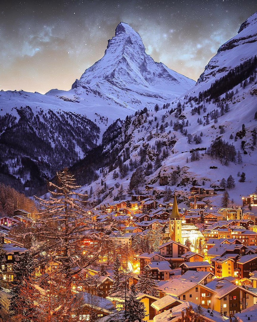 Fairytale Switzerland. - The photo, Town, The mountains, Lights, beauty