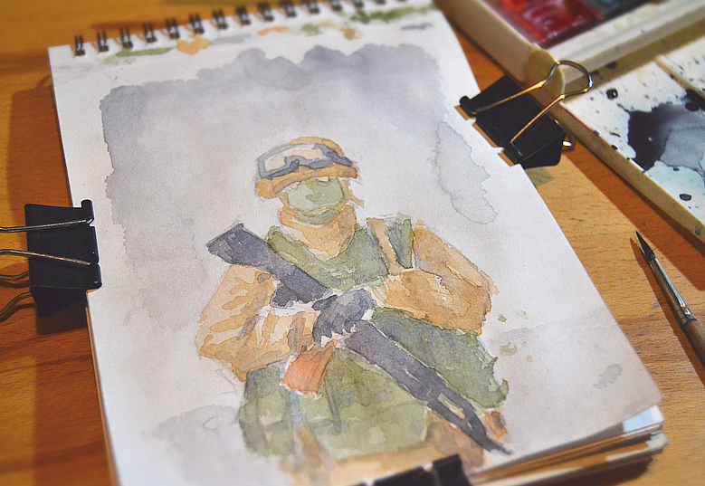 Syrian motifs (Stadiq) - My, Watercolor, Sketch, Sketch, Sketchbook, Search, Syria, Army, Russian army