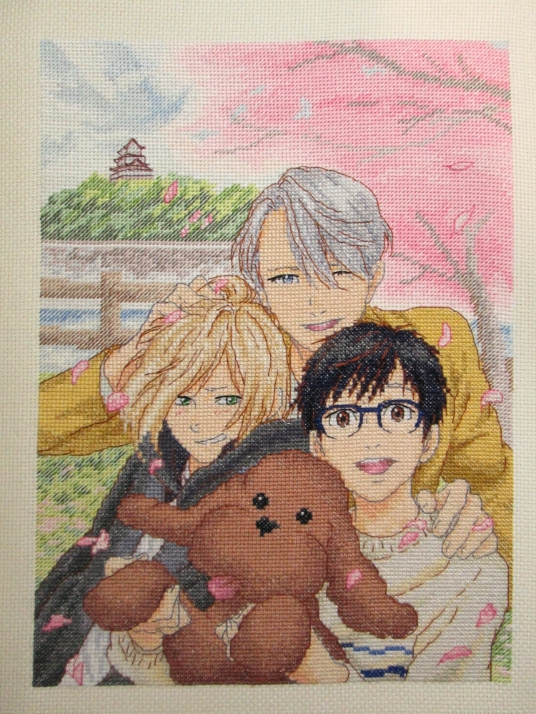 Yuri!!! on Ice embroidery - My, Cross-stitch, Anime, , Needlework without process