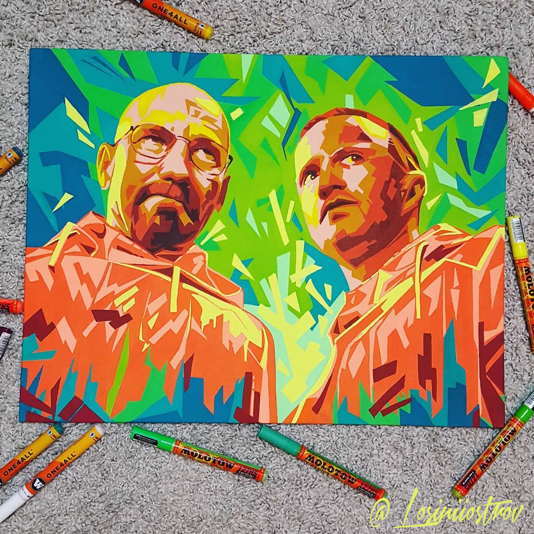 Drawing with acrylic markers. - My, Breaking Bad, Molotow, Art, Jessie, Heisenberg
