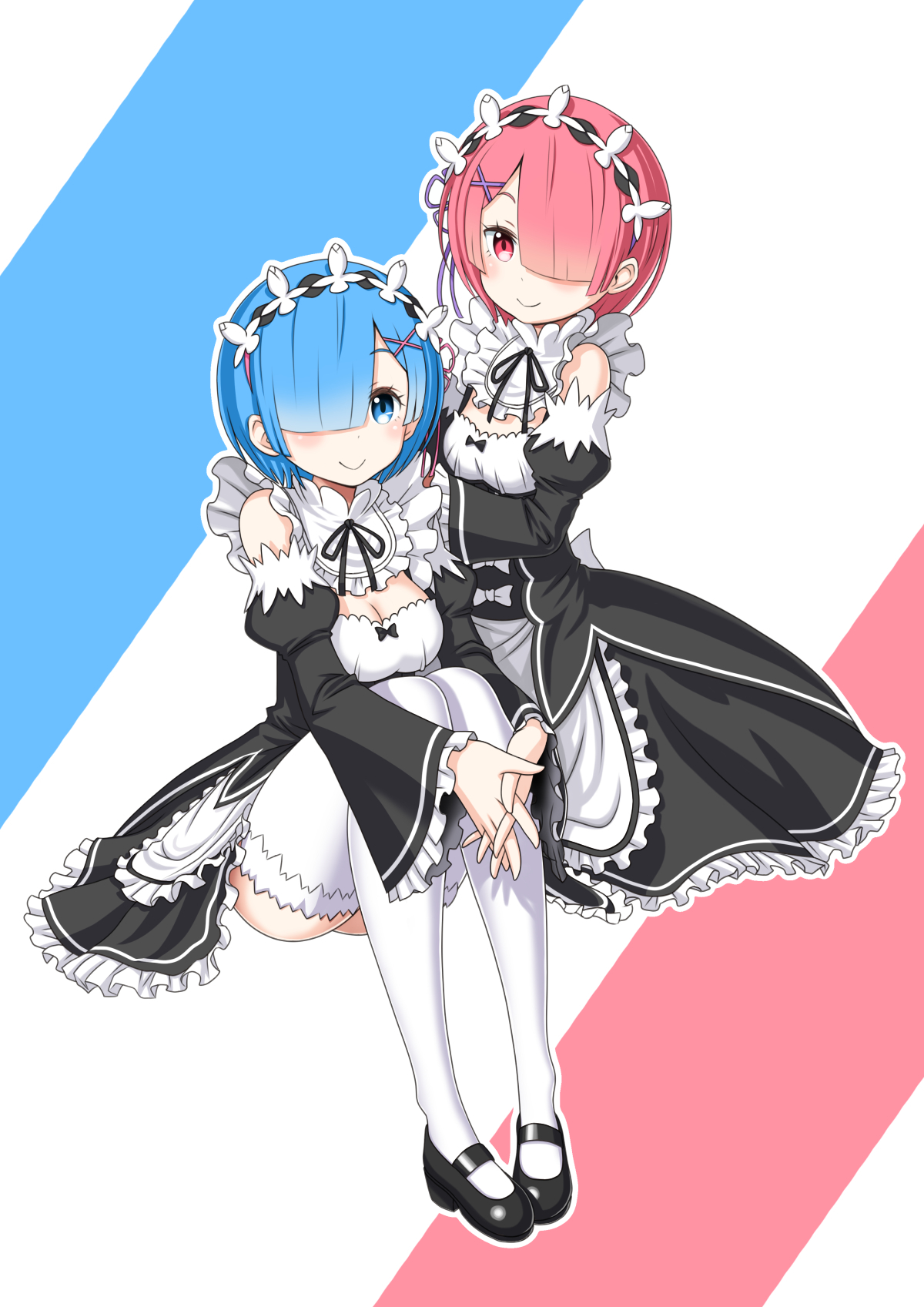 Rem and Ram [re: zero] - Rem, Ram, Anime, Anime art, Waifu, Pixiv, Rem (Re: Zero Kara), Ram (Re: Zero Kara), Re: Zero Kara