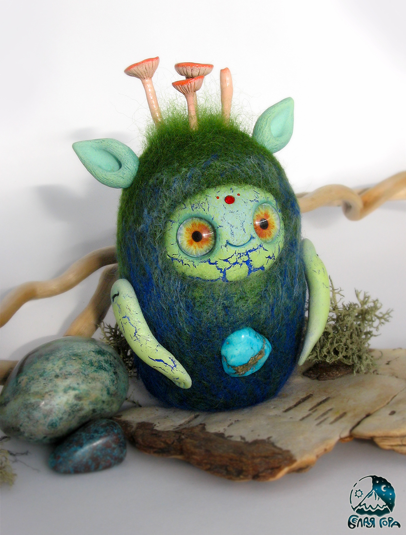 Guardians of the Forest - My, Needlework without process, Dry felting, Polymer clay, Minerals, Longpost