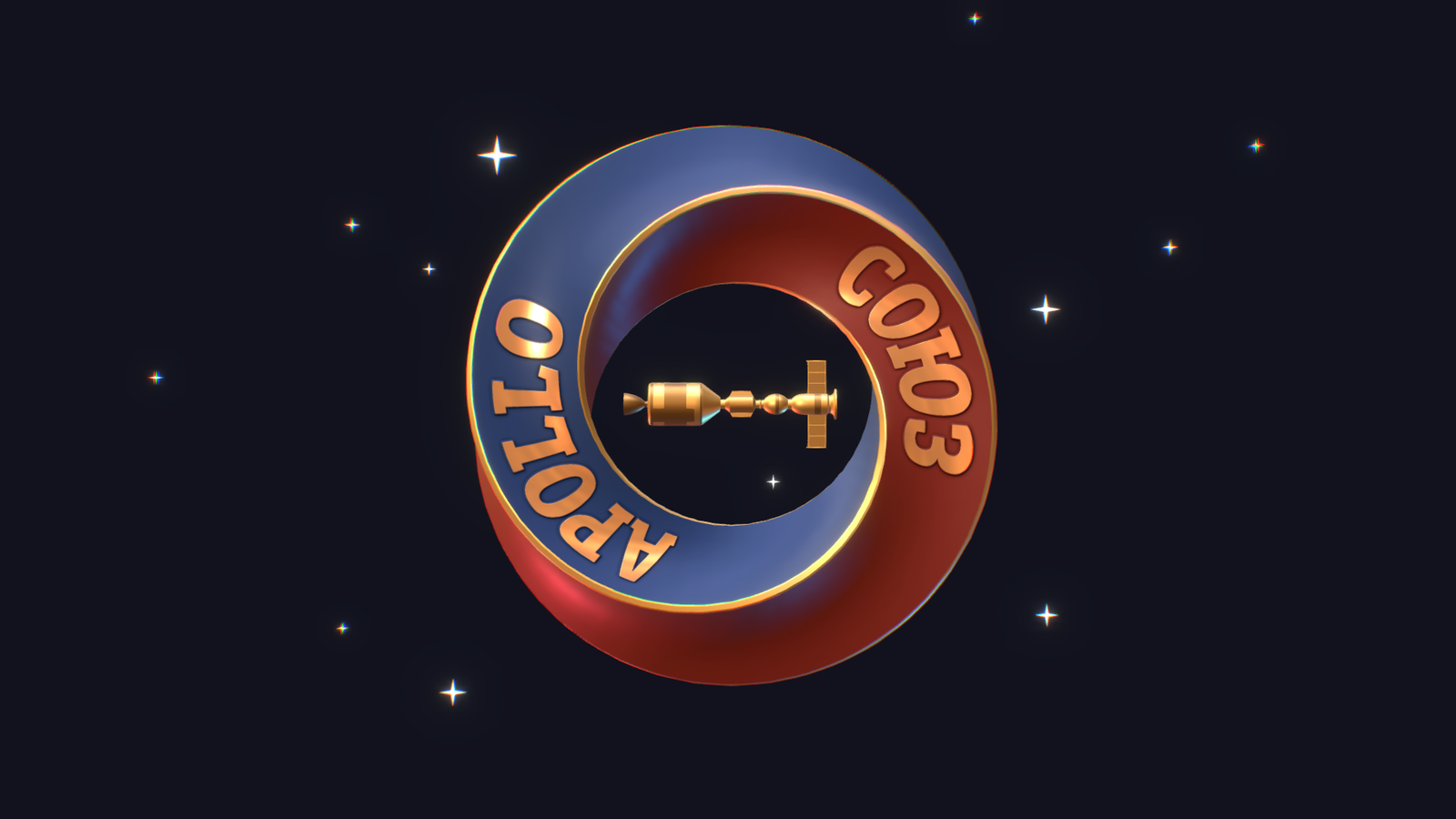 Soyuz - Apollo logo in 3D - My, Blender, Apollo-Soyuz, USA, the USSR, Space, Fan art, Logo, 3D, Longpost