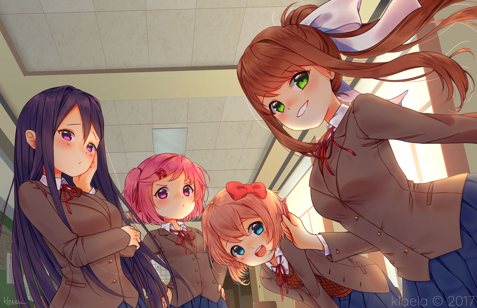 Doki Doki! - Doki Doki Literature Club, DDLC, Anime Art, Monika, Natsuki, Yuri, Sayori