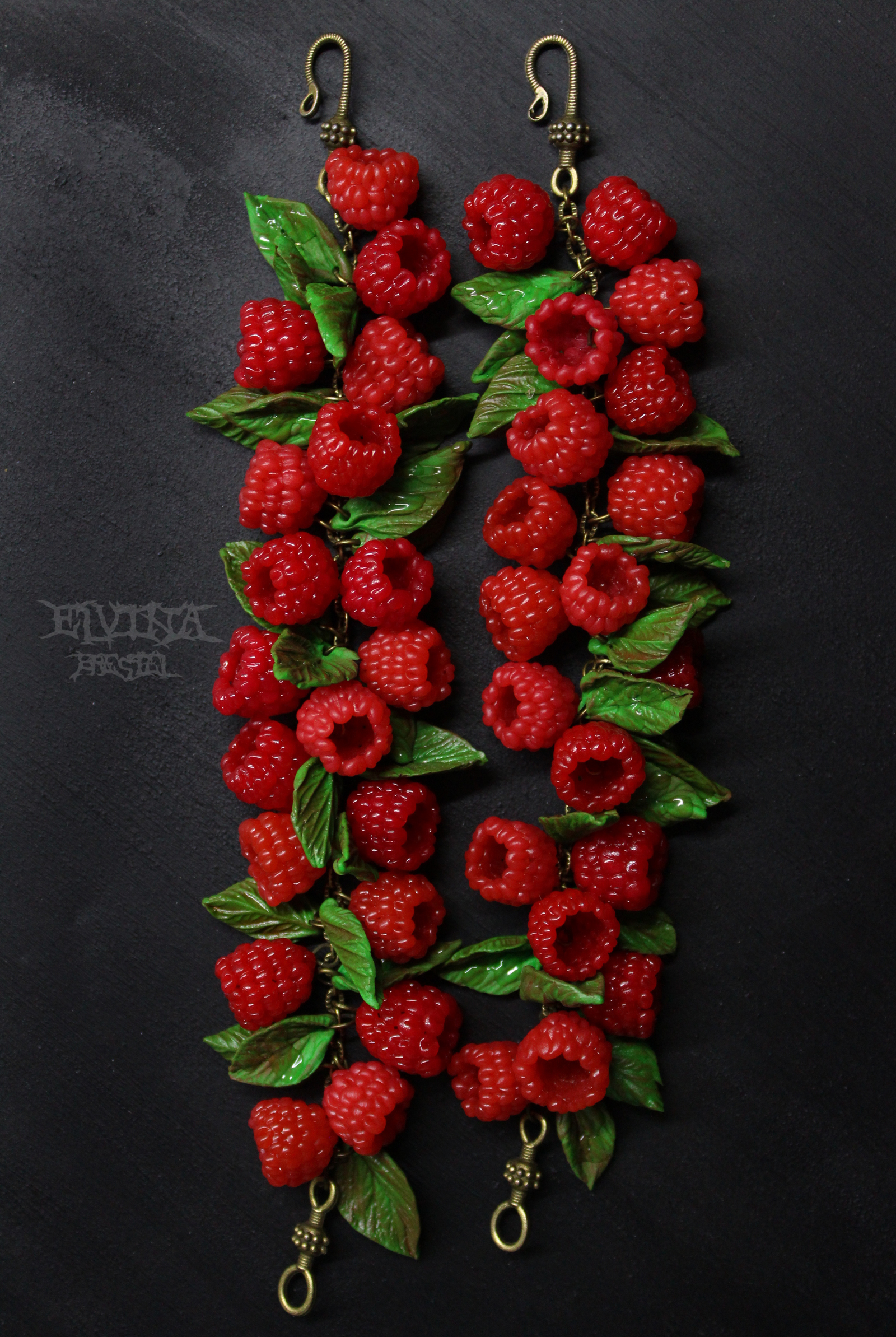 Polymer Raspberry - My, Polymer clay, Raspberries, Greenery, A bracelet, Mood, Longpost