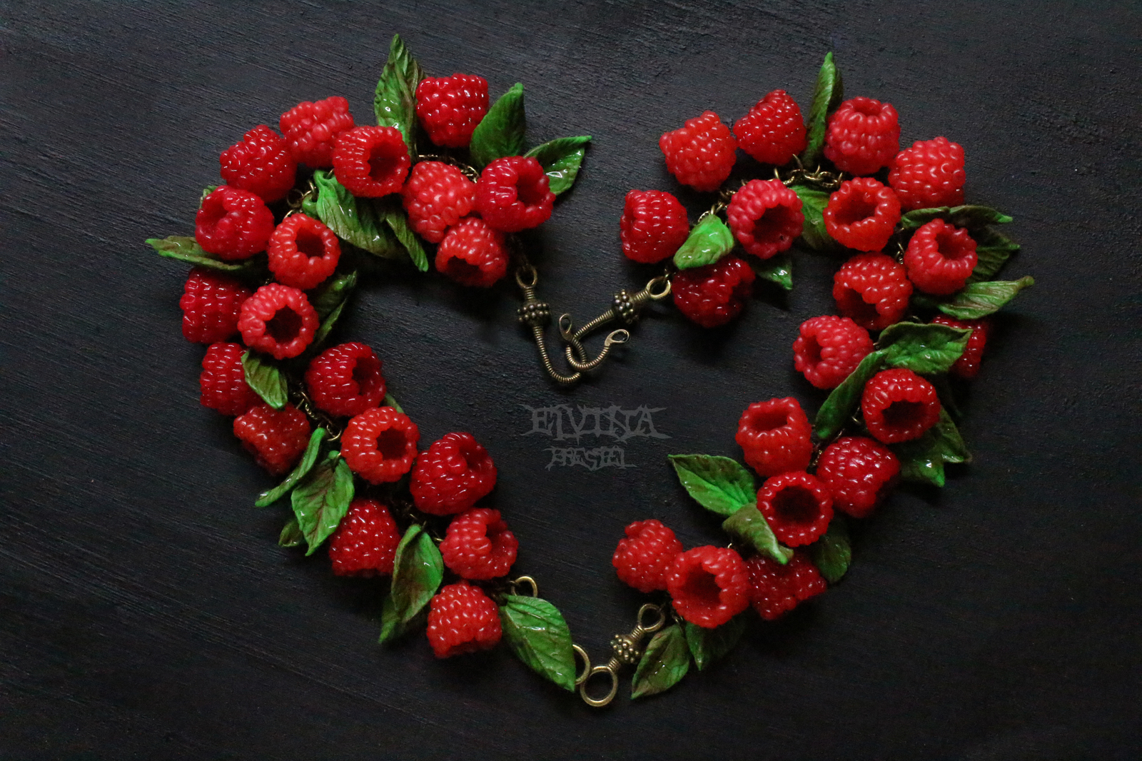 Polymer Raspberry - My, Polymer clay, Raspberries, Greenery, A bracelet, Mood, Longpost