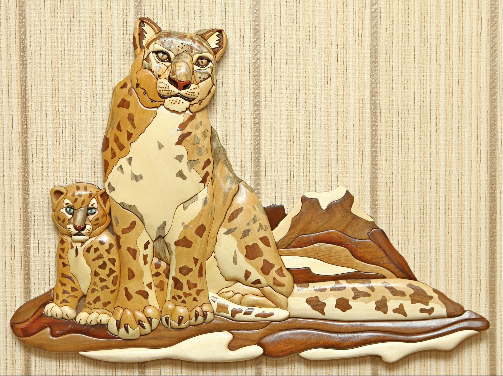 Intarsia Snow Leopards - My, Intarsia, Needlework without process