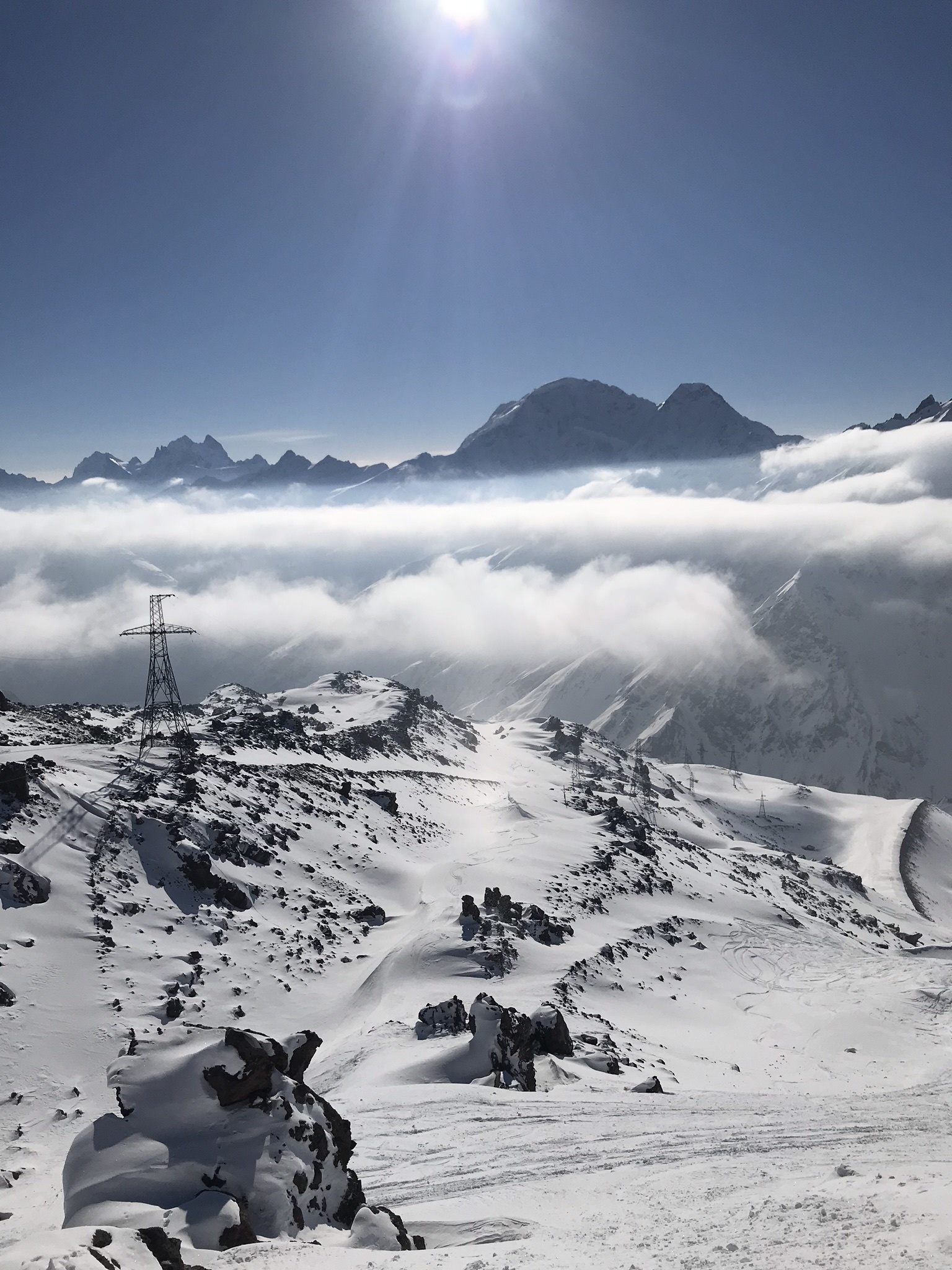 At the cloud level - My, The mountains, Elbrus, The photo, Clouds