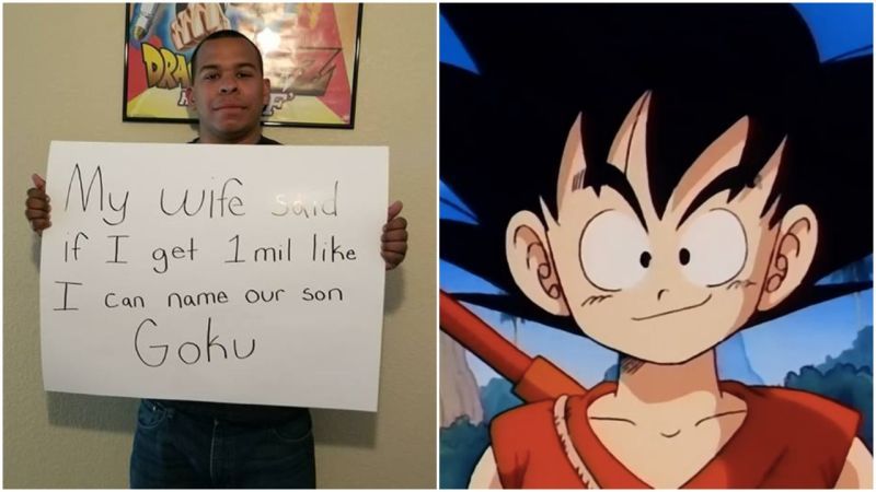 Man Names Son Goku (after Dragonball Character) for Million Likes on Facebook - Dragon ball z, Goku, Anime