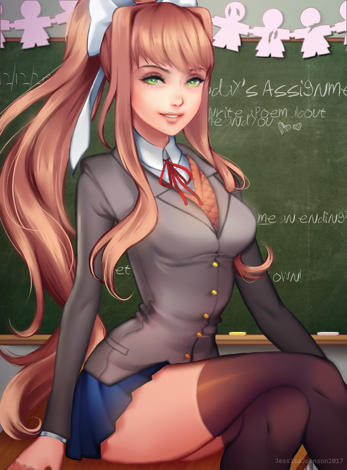 What will it take just for me to have it all? - Doki Doki Literature Club, Monika, Anime, Not anime, Art, Visual novel